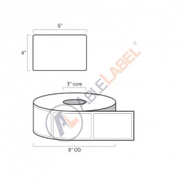 4x6 White Direct Thermal 3 Inch Core, 4 Rolls/Case 1000each/roll