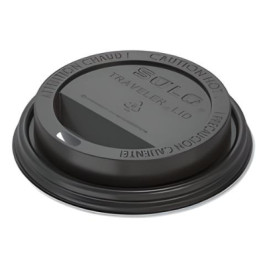 #Tlb316-0004 Traveler Lid Black Dome Plastic With Sip Hole For 12-24 Ounce