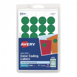 AVE-5463 3/4  Inch Green Round Color Coding Label 24each/sheet  42sheet/pac