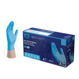 XX NX3 Large Navy Blue Ammex X3 Industrial 3 Mil Nitrile Glove, 100 Each/Bo