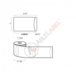 4x6.75 Inch White Direct Thermal Transfer Fedex Doc Label 1 Inch Core, 16 R