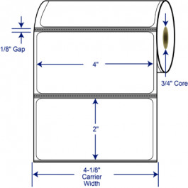 4x2 Inch White Direct Thermal Transfer Label With Timing Marks Perfed On Ro