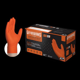 GWON42100 Small Orange Gloveworks Industrial Heavy-Duty 8 Mil Nitrile Glove