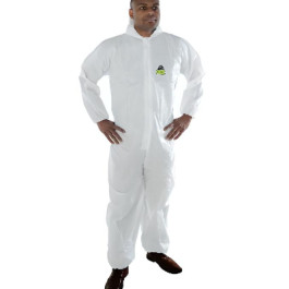MP300 2X-Large Defender II White Microporous Disposable Coverall Zipper Fro
