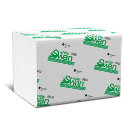 06650 6.5" X 8" White Swan 2ply Interfold Dispenser Napkin Diamond Embossin