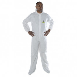 MP400 Medium Defender Ii White Microporous Disposable Coverall With Hood &