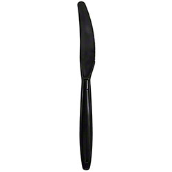 E179003 Black Knife Heavy Weight Polypropylene Cutlery, 1000/case