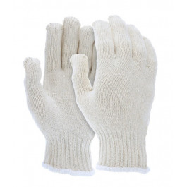 9506LM 7-gauge Heavyweight Natural String Knit 100% Cotton Hemmed Glove Cut