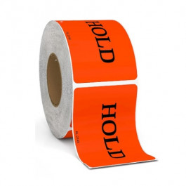 2" X 3" Red Hold Label 2" Core Wound Out No Perf Copy#3, 500each/roll
