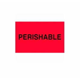 3" X 5" Flurorescent Red Printed Label "perishable", 500 Each/roll