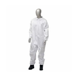 MPCVLGEW Large White Microporous Disposable Coverall Zipper Front With Flap